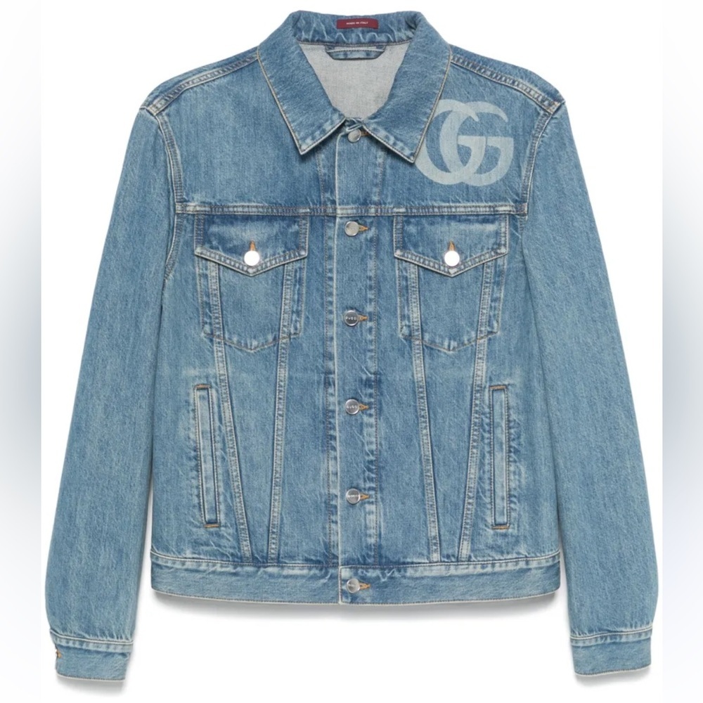 Gucci GG Logo Collared Button Up Denim Men's Jacket sz 54/XXL